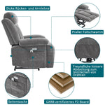 Electric Massage Chair with Lifting Function, Heating, and 8-Point Massage, Grey Fabric