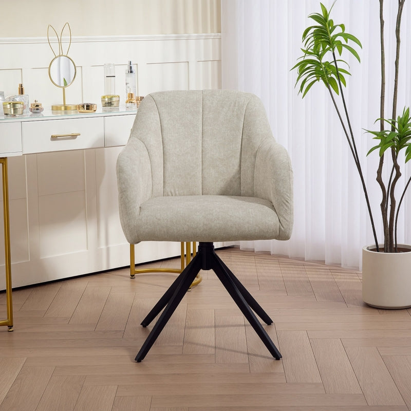 Armchair Swivel Lounge Chair Steel Legs Velvet Beige