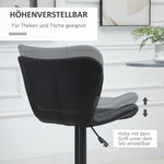 Bar Stool Set of 2, Retro Design 360° Swivel Height Adjustable, Black Leather