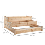 Raised Garden Bed 3-Tier Planter Flower Stand, Natural Fir Wood