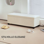 Bench with storage, upholstered corduroy, steel legs, beige