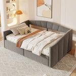 Upholstered Sofa Bed, 140x200cm, Hydraulic Support, Slatted Frame, Armrests, Velvet Fabric, Grey