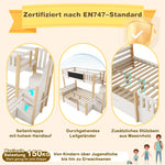 Bunk Bed for 3 Children with Chalkboard, Storage Stairs and Drawers, White Solid Wood