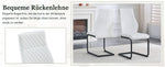 Dining Chairs Set of 2 with High Backrest and Diamond Pattern, White PU Leather and Metal