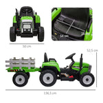 Electric Children's Tractor, Parental Remote Control, 6 km/h, Green + Black