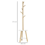 Coat Rack, 5 Hooks, Side Table, 171cm, Natural White