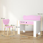 AIYAPLAY Children's Desk Set with Table Top & Drawer, Bear Shape, Pink