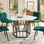 Hexagonal Dining Table Modern Marble Coffee Table Black Metal Base
