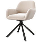 Swivel Dining Chair Set of 4 with Handrails, Modern and Simple, Beige Velvet