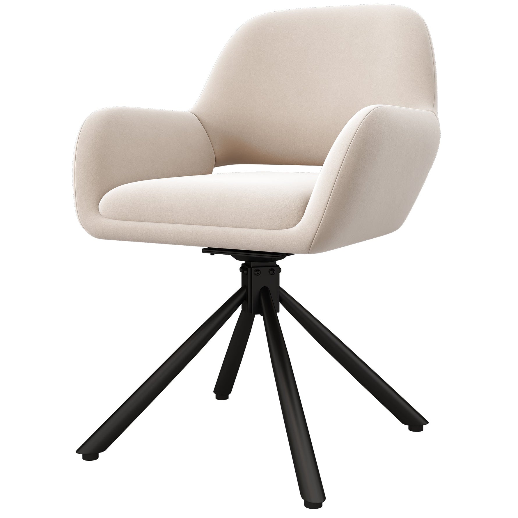 Swivel Dining Chair Set of 4 with Handrails, Modern and Simple, Beige Velvet