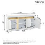 Sideboard Display, 3-Door Dining Room Cabinet with Adjustable Dividers, Modern White