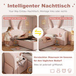 Children's Bed 90x190cm with Storage & Bedside Table, Pink Velvet