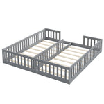 Panel Bed with Guardrails and Slatted Base, 90 x 200 cm, Grey Pine Wood