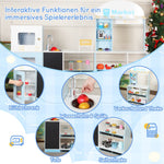 Children's Toy Shop with Shelves, Refrigerator and Chalkboard, Wood and Plastic, Blue