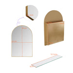 Stylish Arched Mirror Cabinet, Recessed Wall Storage Metal Framed, Gold
