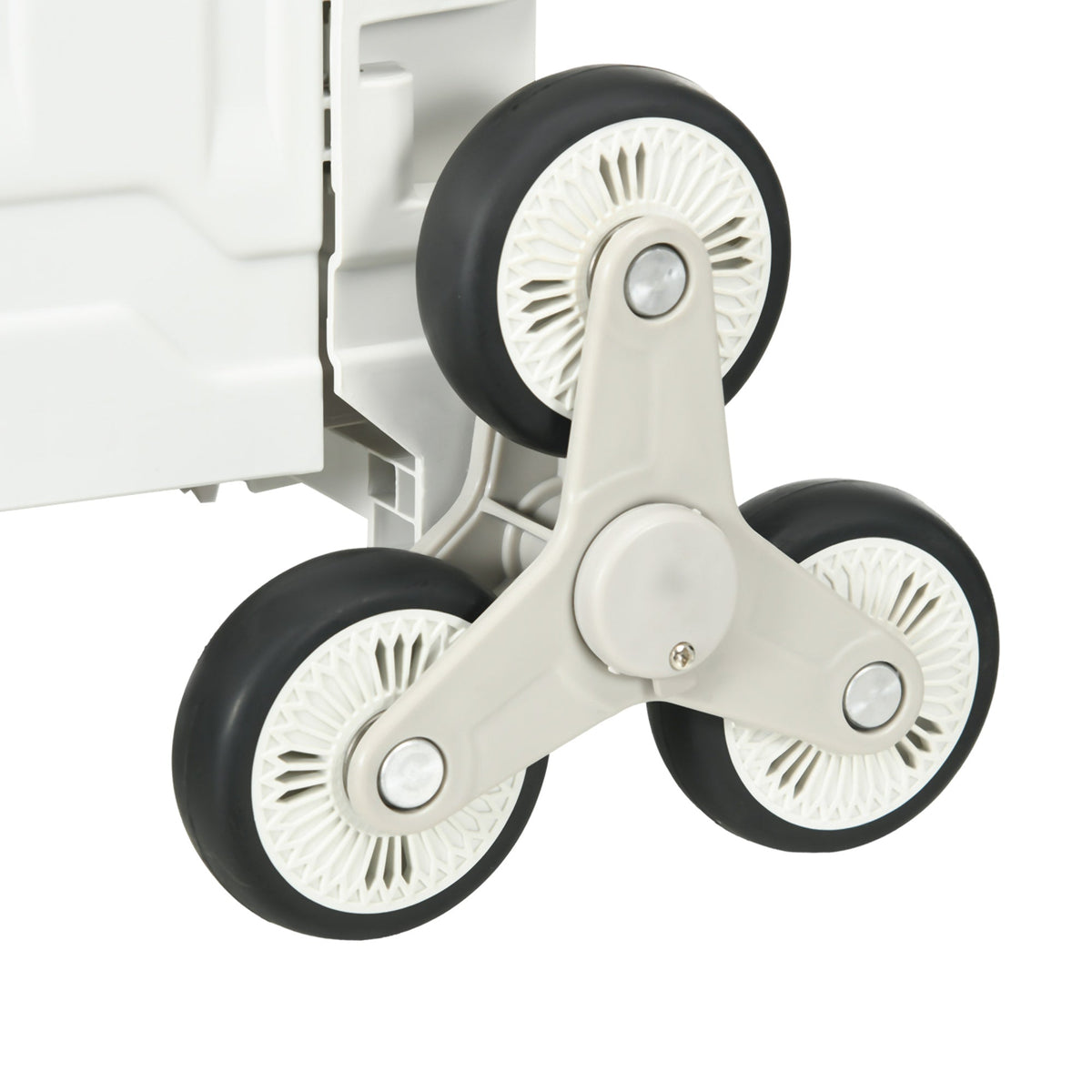 Folding Shopping Trolley, Adjustable Telescopic Handle, Stair Climber 80 kg, with Lid, White