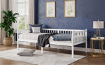 Pine Wood Daybed 90x200cm Sofa Bed with Railings & Slats, White
