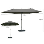 Double Parasol 460x270cm Oval Hand Crank with Stand, Dark Grey