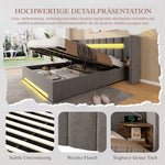 Multifunctional Bed Frame 180x200cm with Storage & LED, Velvet