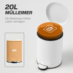 Trash Can, 20L Pedal Bin with Lid, Metal