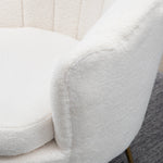 Armchair, Upholstered Shell-Shaped Recliner, Fleece, White