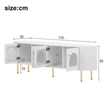 TV Cabinet Lowboard Glass Doors Storage Gold Handles/Legs