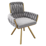 Velvet Dining Chair Set of 4, Luxury Swivel Armchair with Metal Legs, Grey Velvet