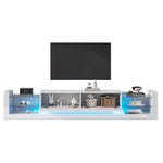 High-Gloss TV Cabinet, 181cm LED Lit, 80-inch Capacity with Glass Front and Two Folding Drawers