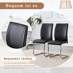 Chairs (Set of 4), Comfortable with Silver Metal Legs, Black PU
