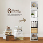 Bookshelf 6-Tier Adjustable Drawer Cabinet White