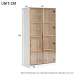 Modern Living Room Set: Two Glass Display Cabinets with LED Lighting, Adjustable Shelves, White Platinum Finish