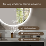 70cm LED Round Bathroom Mirror, Anti-Fog & Dimmable Light