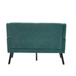 2-Seater Linen Bench with Solid Wood Legs and Button Tufting, Natural Linen Tone