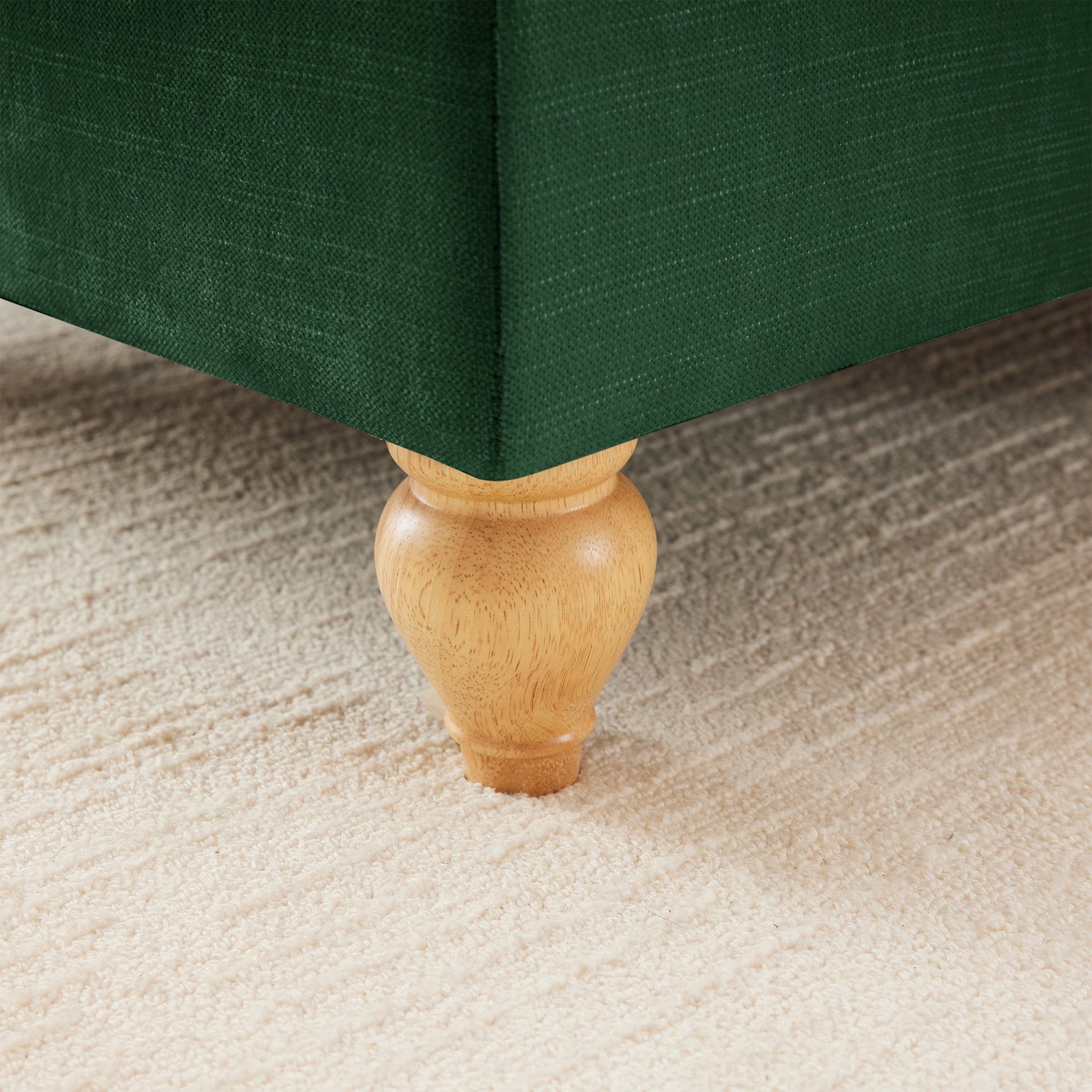 Windsor Stool with Removable Ruffle Skirt and Chenille Fabric, Green