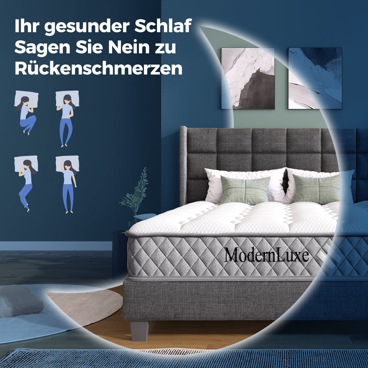 Orthopedic cold foam King mattress, 140x200 cm, 7-zone pocket spring core, H3 medium firm, 20 cm height, vacuum packed