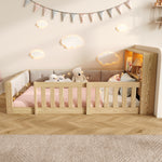 Children's Flatbed 90x200cm with Railings & LED Light, Natural