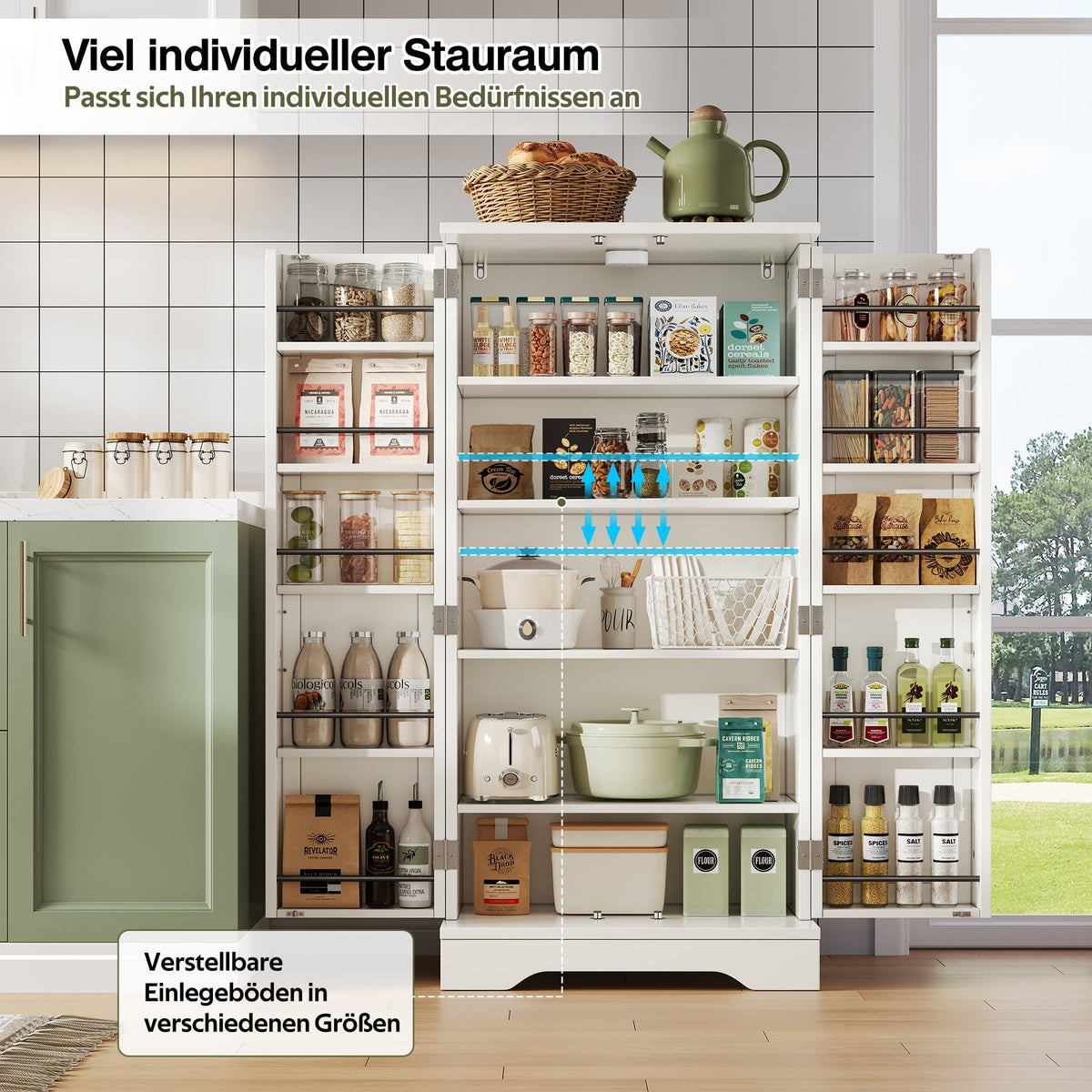 Kitchen Cabinet 120x60x40cm LED Sensor Light 2-Door Adjustable Shelves - White