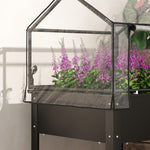 Raised Garden Bed with Cover, Elevated Herb Planter & Drainage Holes, Metal Black