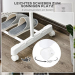 Rolling Coat Rack, Height-Adjustable with Bottom Shelf, 4 Wheels, White