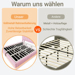 Smart Upholstered Bed 160x200cm with LED & Storage, Pink Velvet