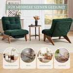 Lounge Chair Adjustable Backless Footrest Lumbar Cushion, Fabric Wooden Legs