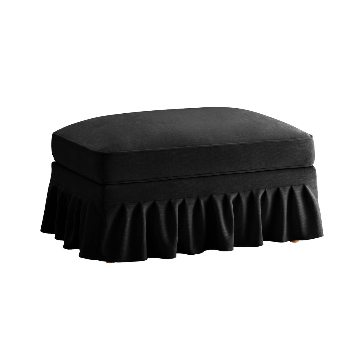 Windsor Stool with Removable Ruffled Skirt and Chenille Fabric, Black