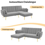 Modern L-Shaped Fold-Out Sleeper Sofa with 3-Position Adjustable Backrest, Velvet