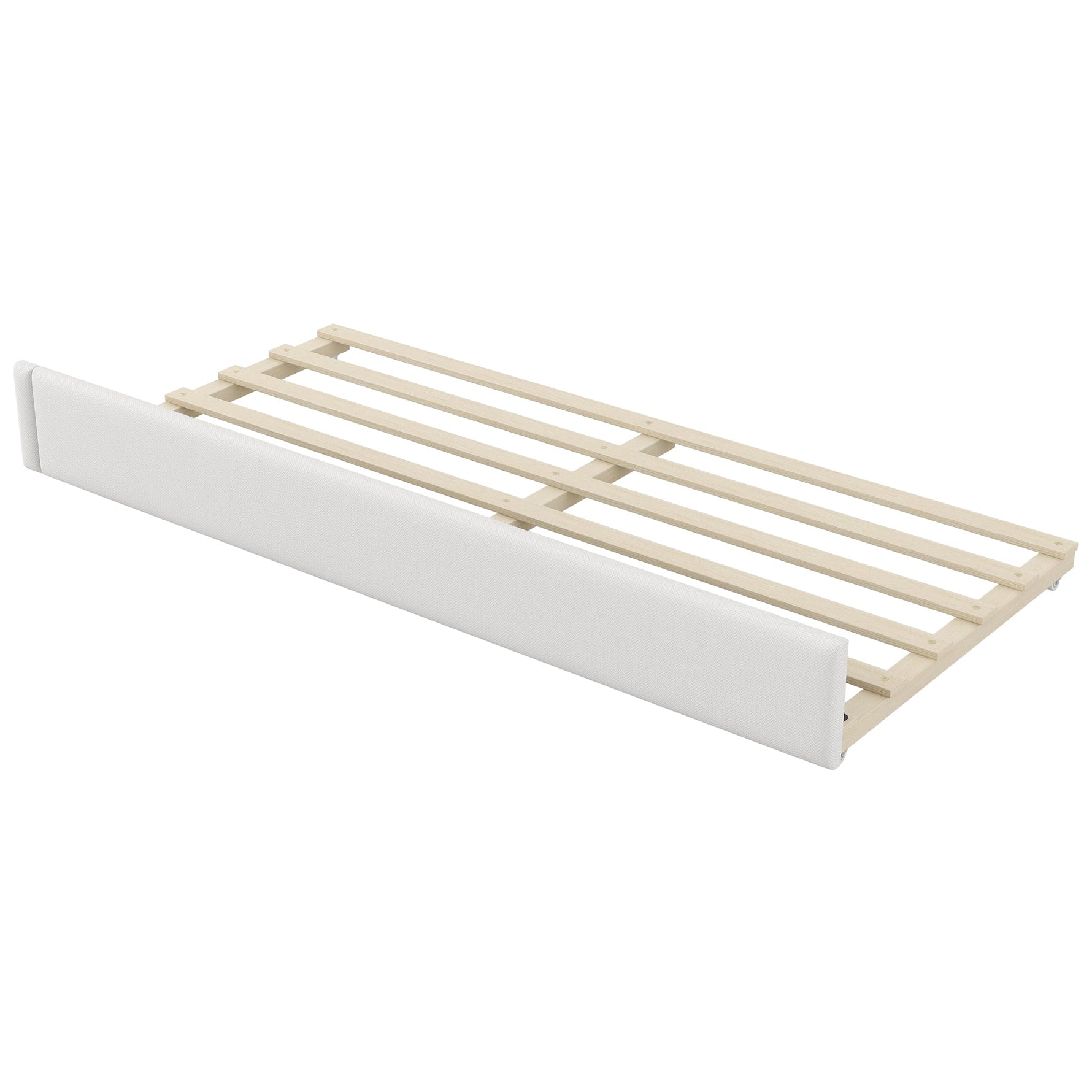 Daybed Upholstered 90x200cm Pull-out Bed Desk LED USB - White