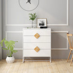 Solid Wood Dresser, 4 Drawers Special Shape Handle, Solid Wood