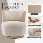 Swivel Chair 360° Round Velvet Barrel - Beige