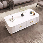 Coffee Table with Drawers, Curved Corners, Wavy Sides, Gold