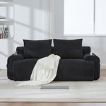 Modular Corduroy Sofa for 2 People, Combinable with Cup Holder and Storage Pocket, Black