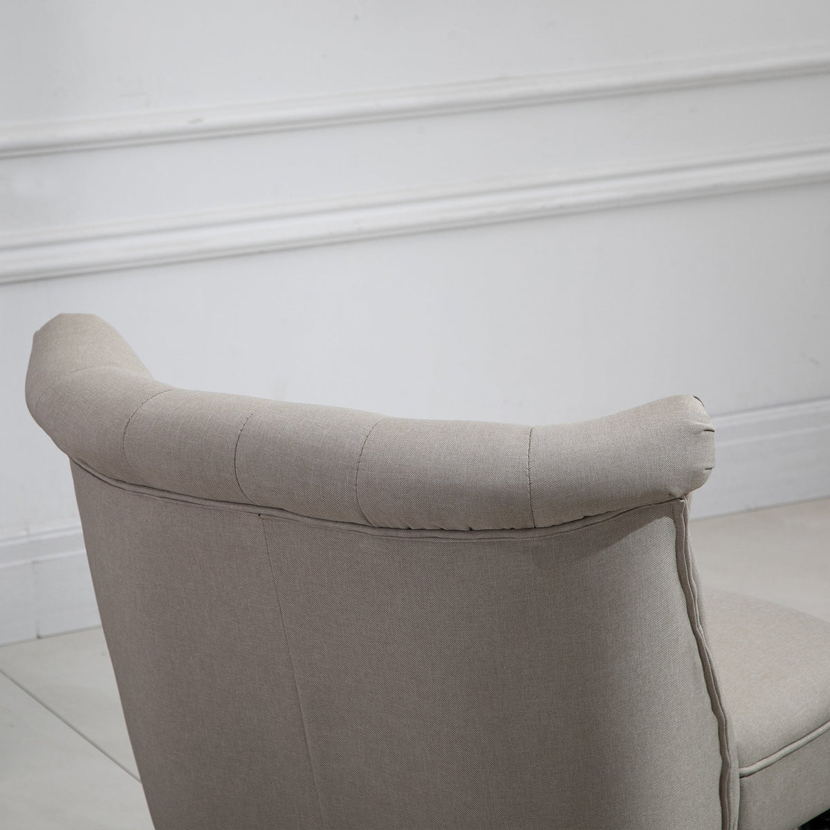 Relaxing Chair, Upholstered Vintage, Linen Beige Black