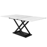 Dining Set 5-Piece Extendable Table 160cm 4 Chairs - White Marble/Black Velvet